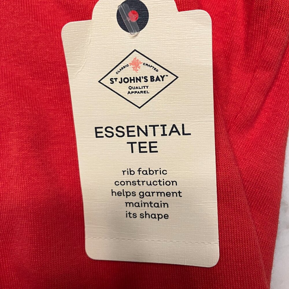 NWT St Johns Bay V-Neck Tee Shirt Short Sleeve Orange Size XS - Picture 4 of 6
